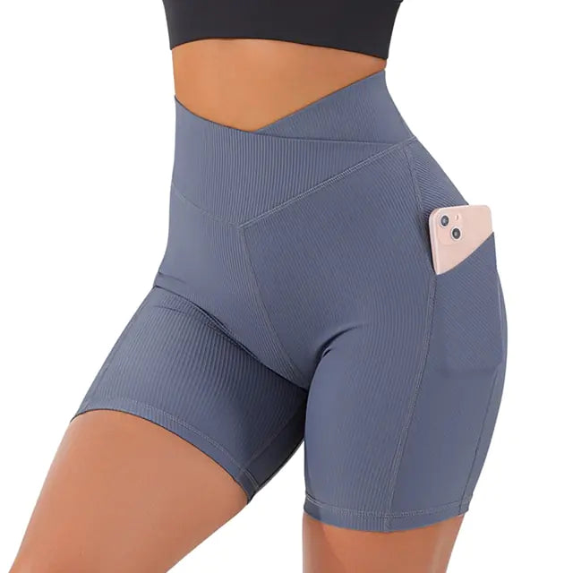 Sports Shorts Women High Waist Workout Seamless Fitness Yoga Shorts