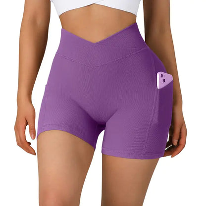 Sports Shorts Women High Waist Workout Seamless Fitness Yoga Shorts