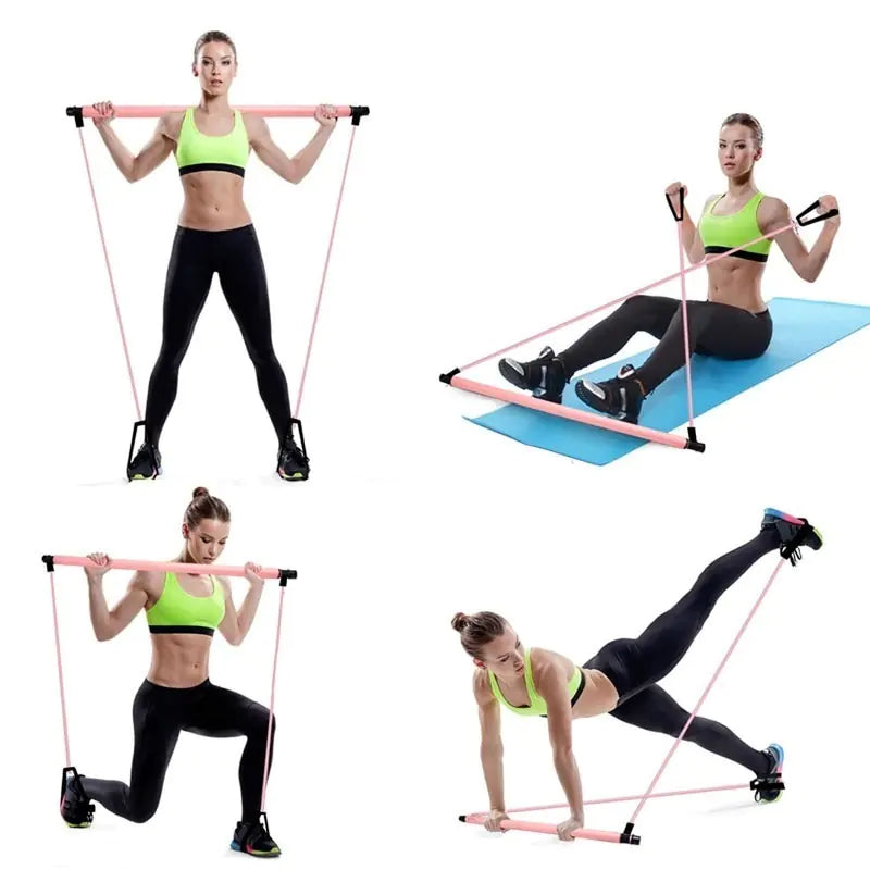 Portable Pilates Bar and Resistance Band Set