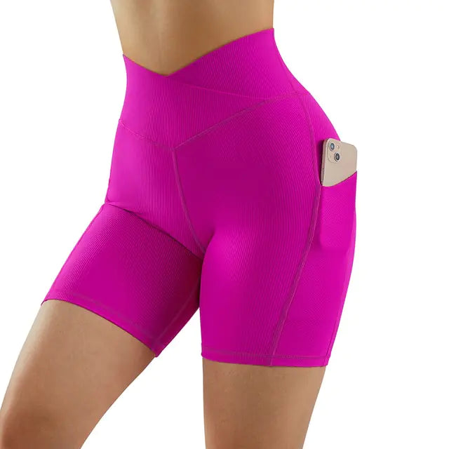 Sports Shorts Women High Waist Workout Seamless Fitness Yoga Shorts